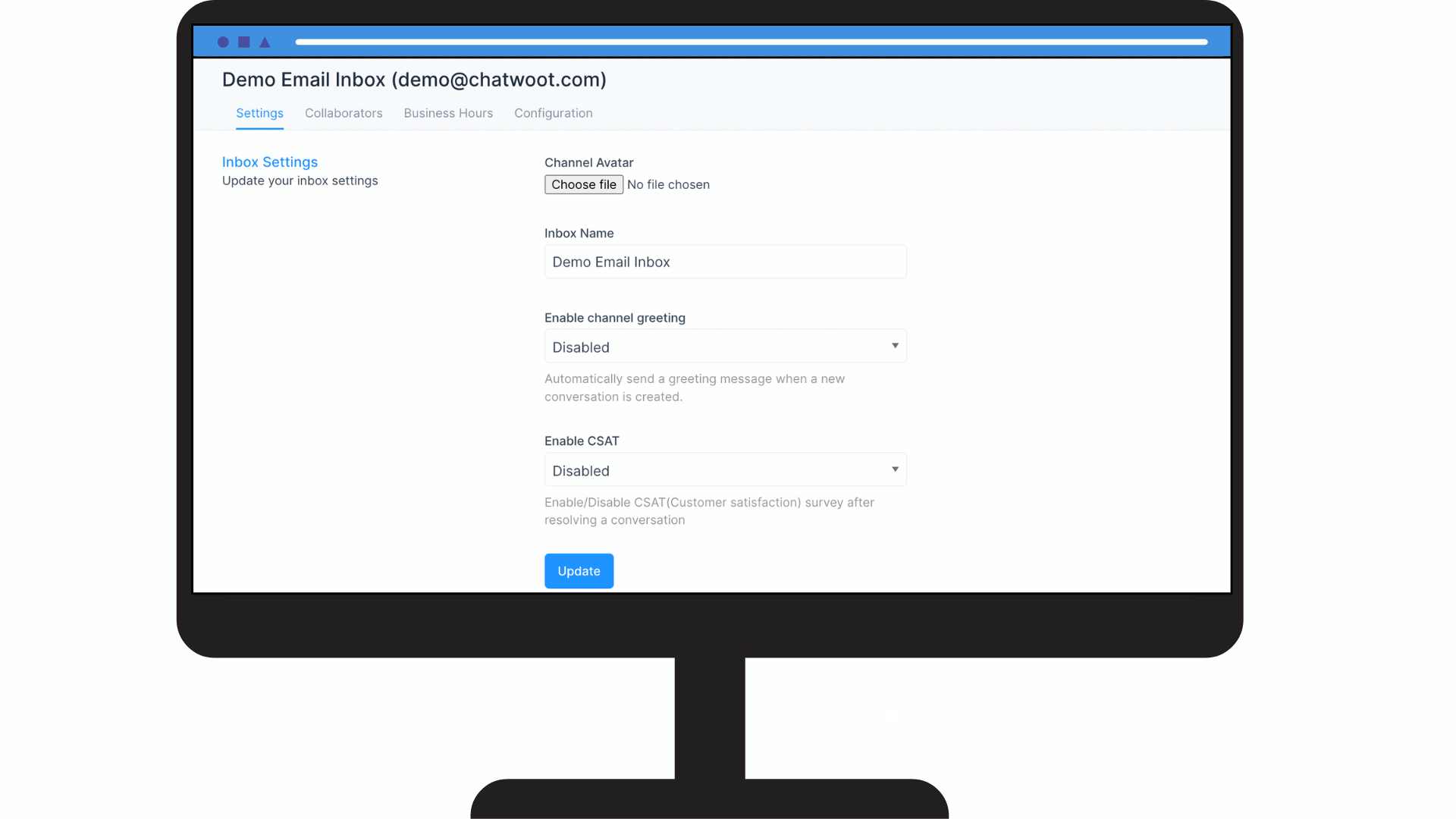 Chatwoot Email inbox settings